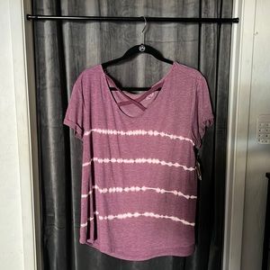 womens purple and white shirt